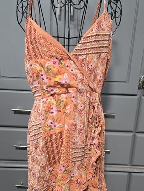 Lily Rose Peach Floral Patchwork Maxi Dress